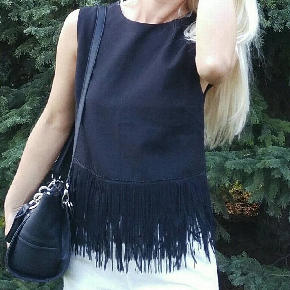 English Factory Black Fringe Top